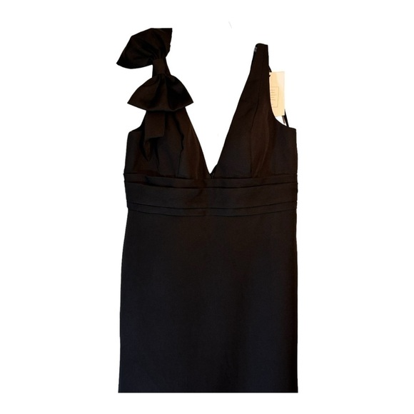 Mac Duggal Bow V-Neck A-Line Gown in Black NWT - Picture 5 of 8